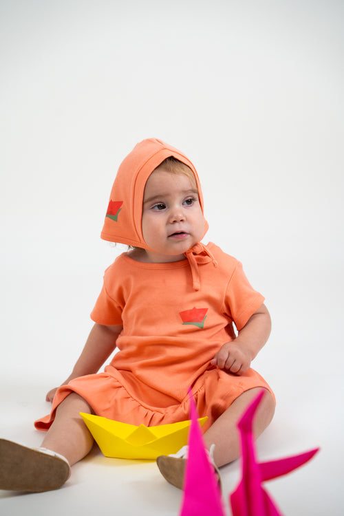 Origami Boat | Baby Dress with Matching Hood